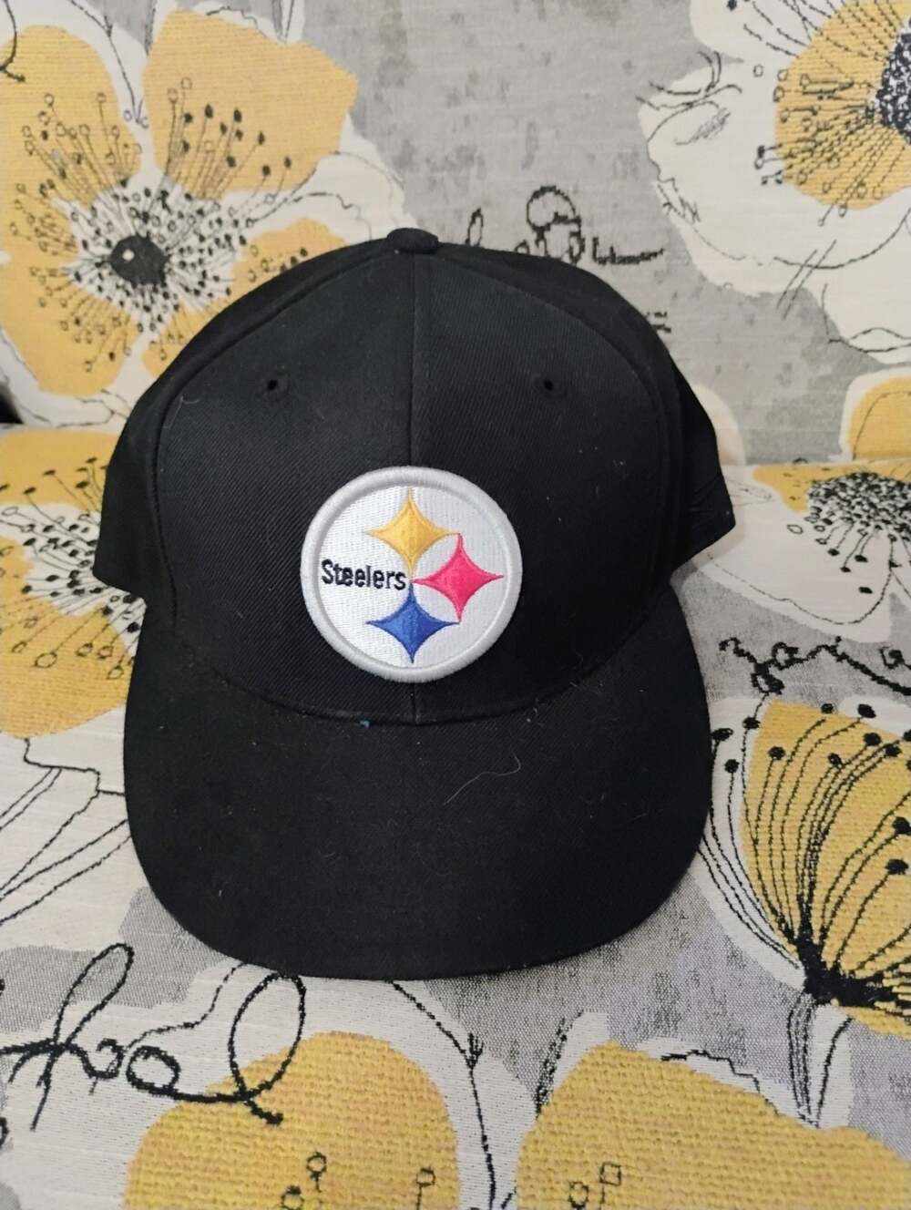 Reebok NFL Pittsburgh Steelers Black Fitted Hat Cap Size 7 3/8